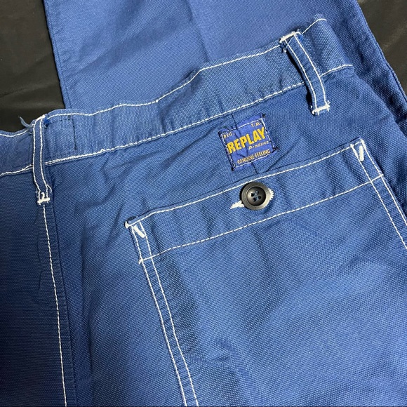Vintage Y2k 90s Replay Blue Cargo Work Pants size 33 - Picture 4 of 14